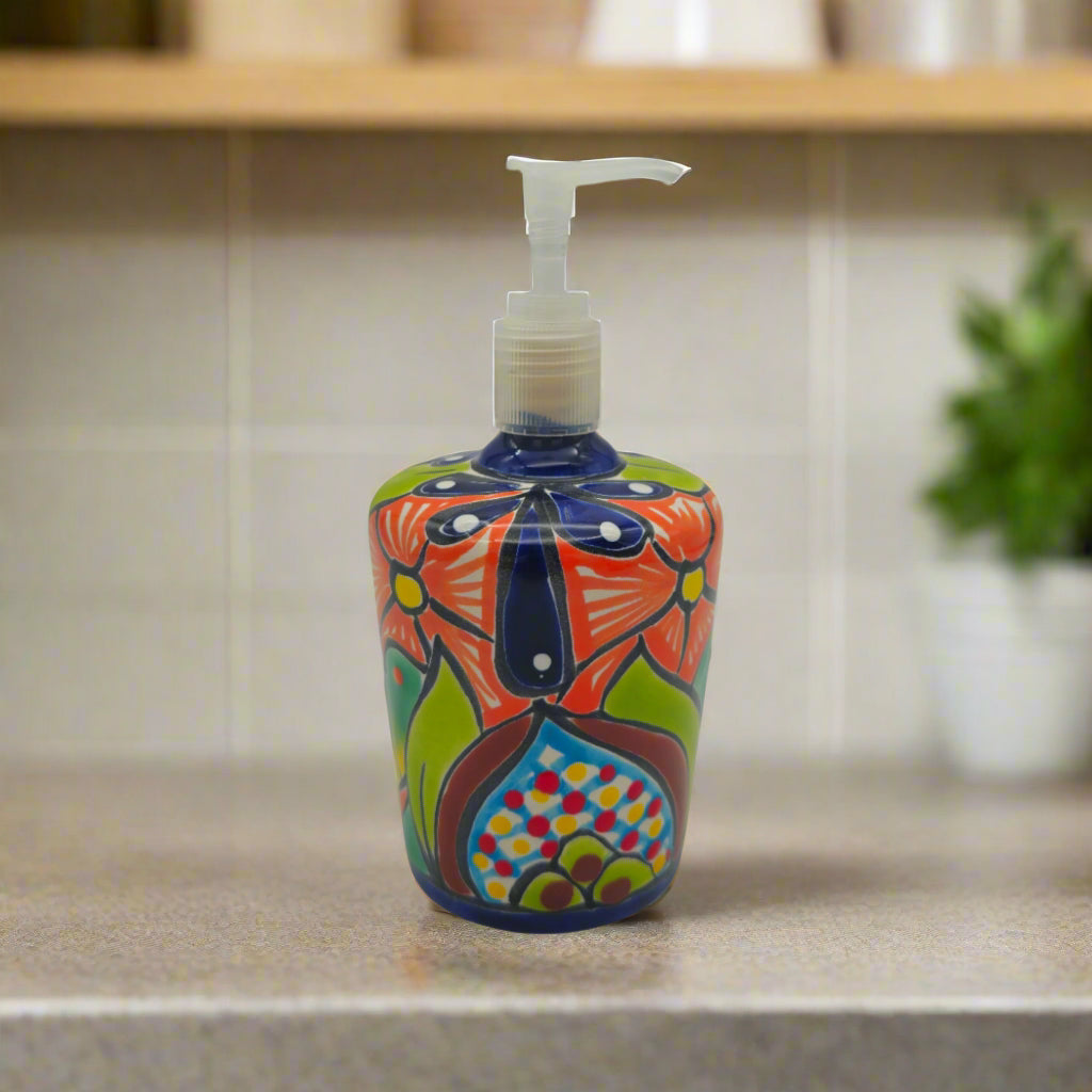 Talavera Floral Soap Pump | Hand-Painted Mexican Ceramic