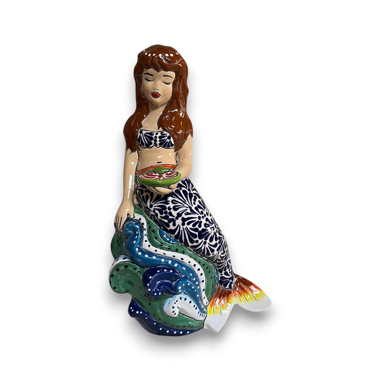 Talavera Mermaid Figurine | Hand-Painted Mexican Pottery