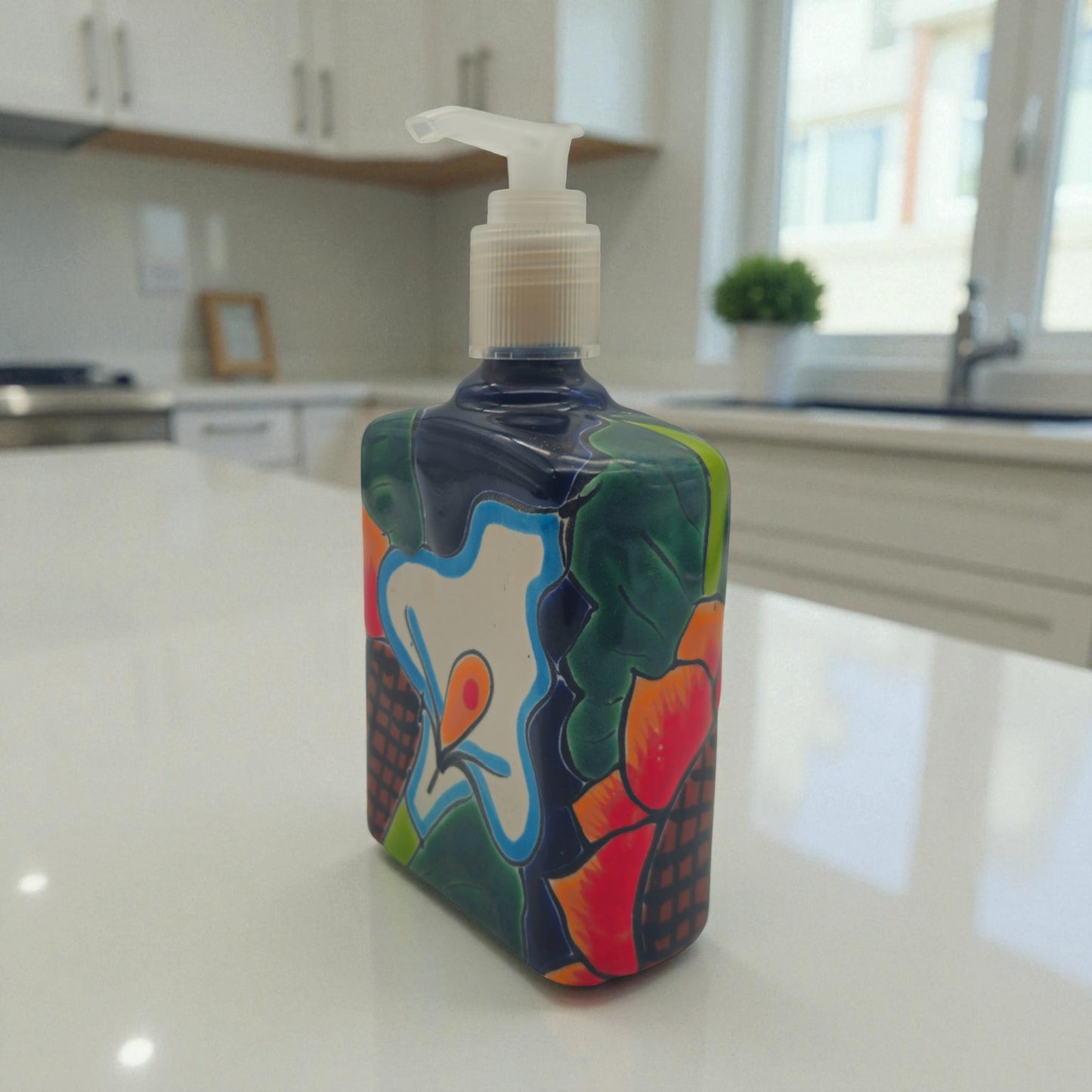 Sunflower Talavera Soap Pump | Handcrafted Ceramic Dispenser