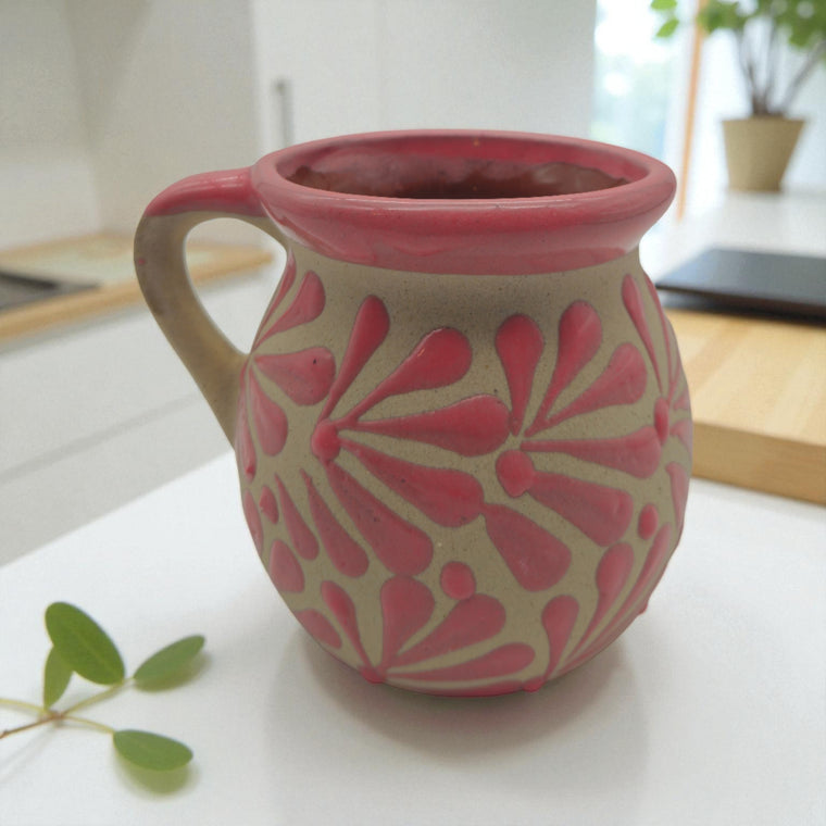 Pink Talavera Mug | Authentic Handmade Mexican Clay Jarrito