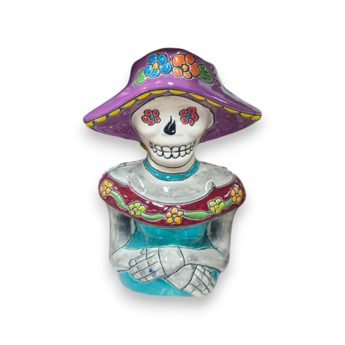 Talavera Skeleton Planter | Day of the Dead Ceramic Pot