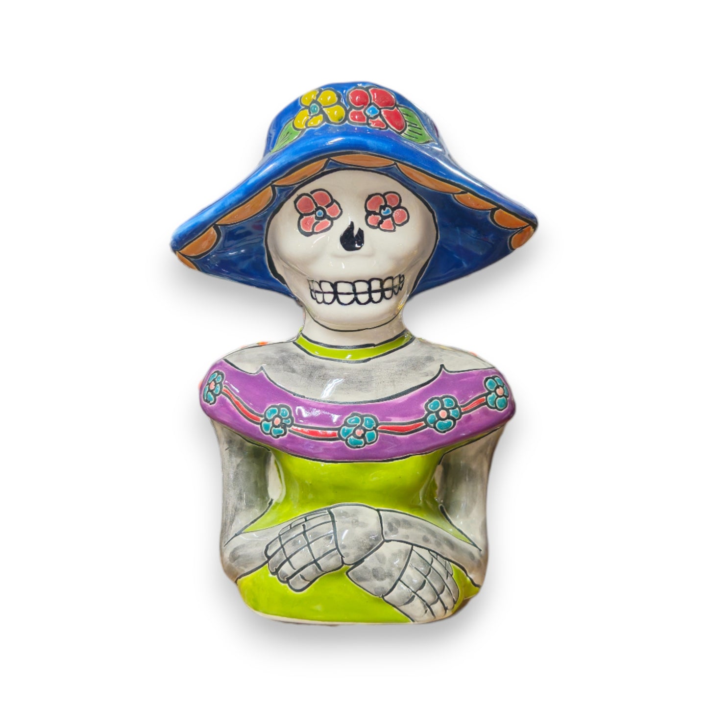 Talavera Skeleton Planter | Day of the Dead Ceramic Pot