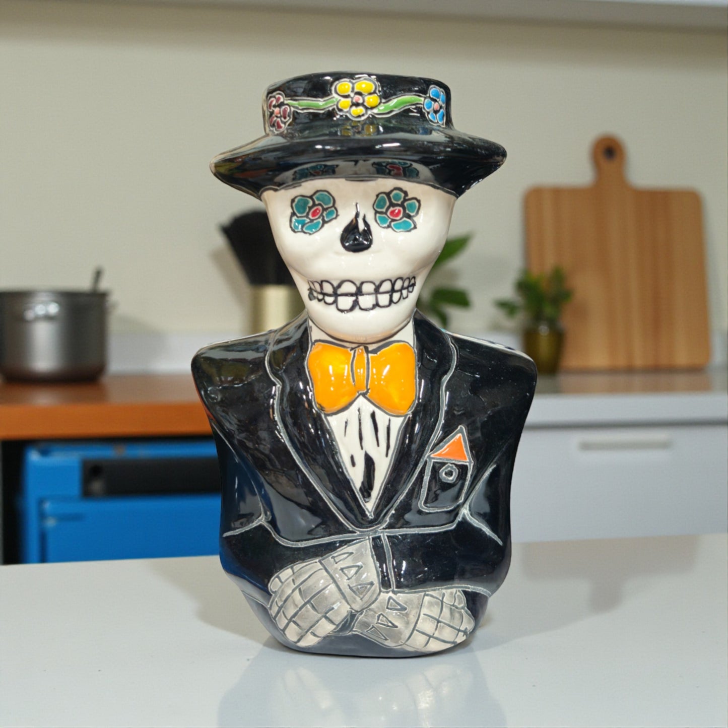 Talavera Skeleton Planter | Day of the Dead Ceramic Pot