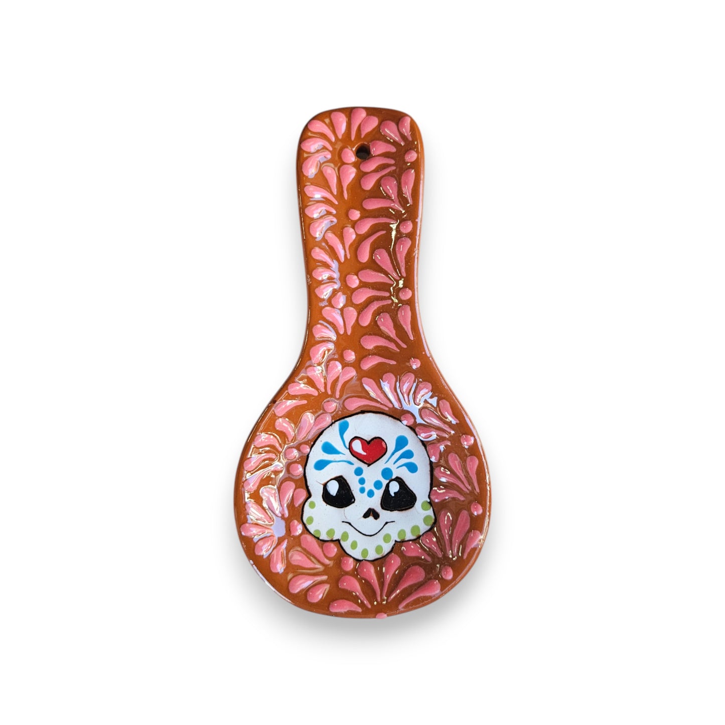 Colorful Talavera Skull Spoon Rest | Mexican Kitchen Art