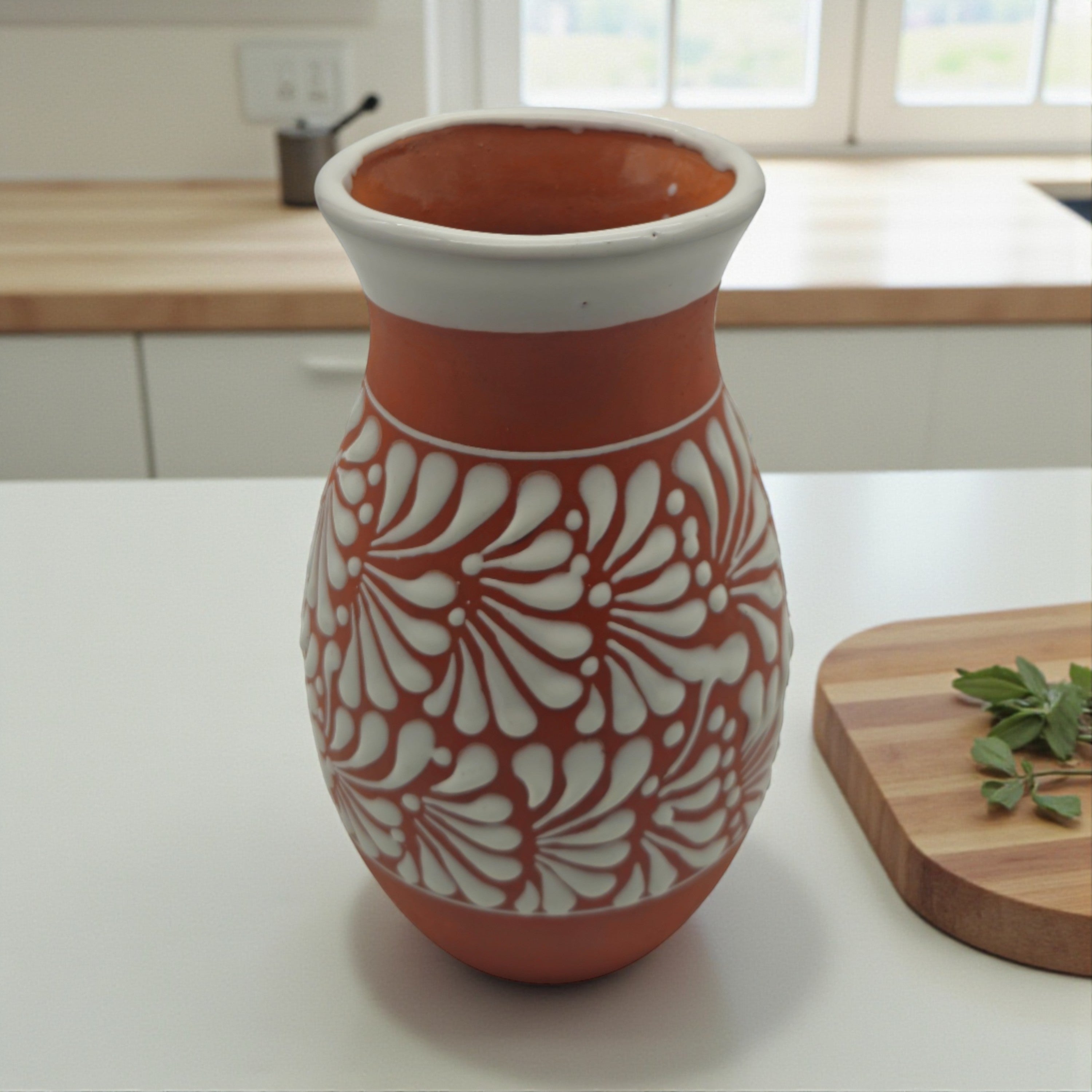Terracotta Talavera Vase | Mexican Hand-Painted Pot