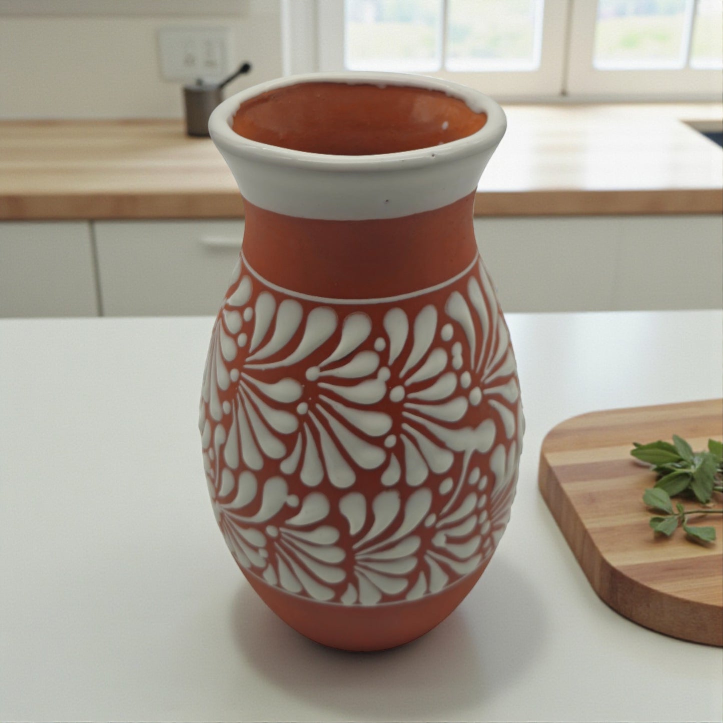 Terracotta Talavera Vase | Mexican Hand-Painted Pot