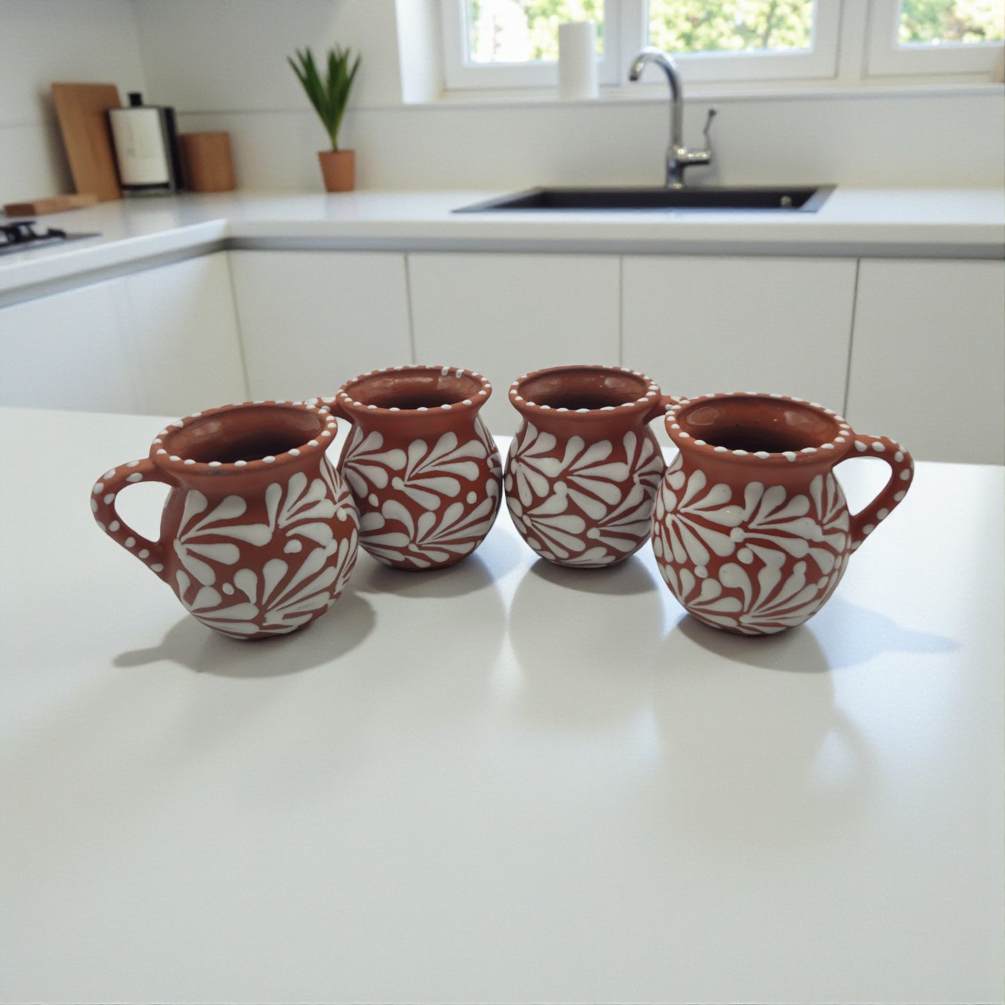 Terracotta Jarrito Mug | Handmade Mexican Relief Pottery Cup