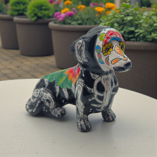 Talavera Dachshund Figurine | Day of the Dead Ceramic Dog