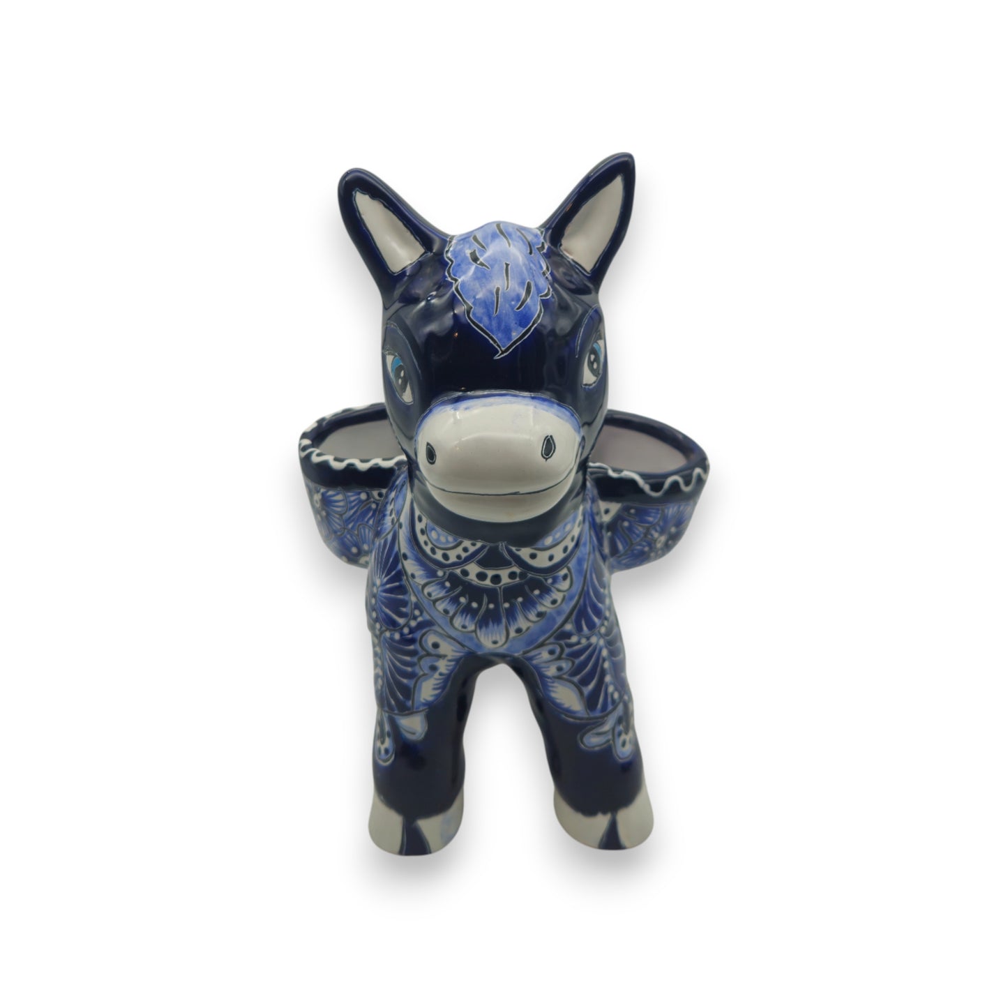Blue Talavera Donkey Planter | Handcrafted Mexican Pottery