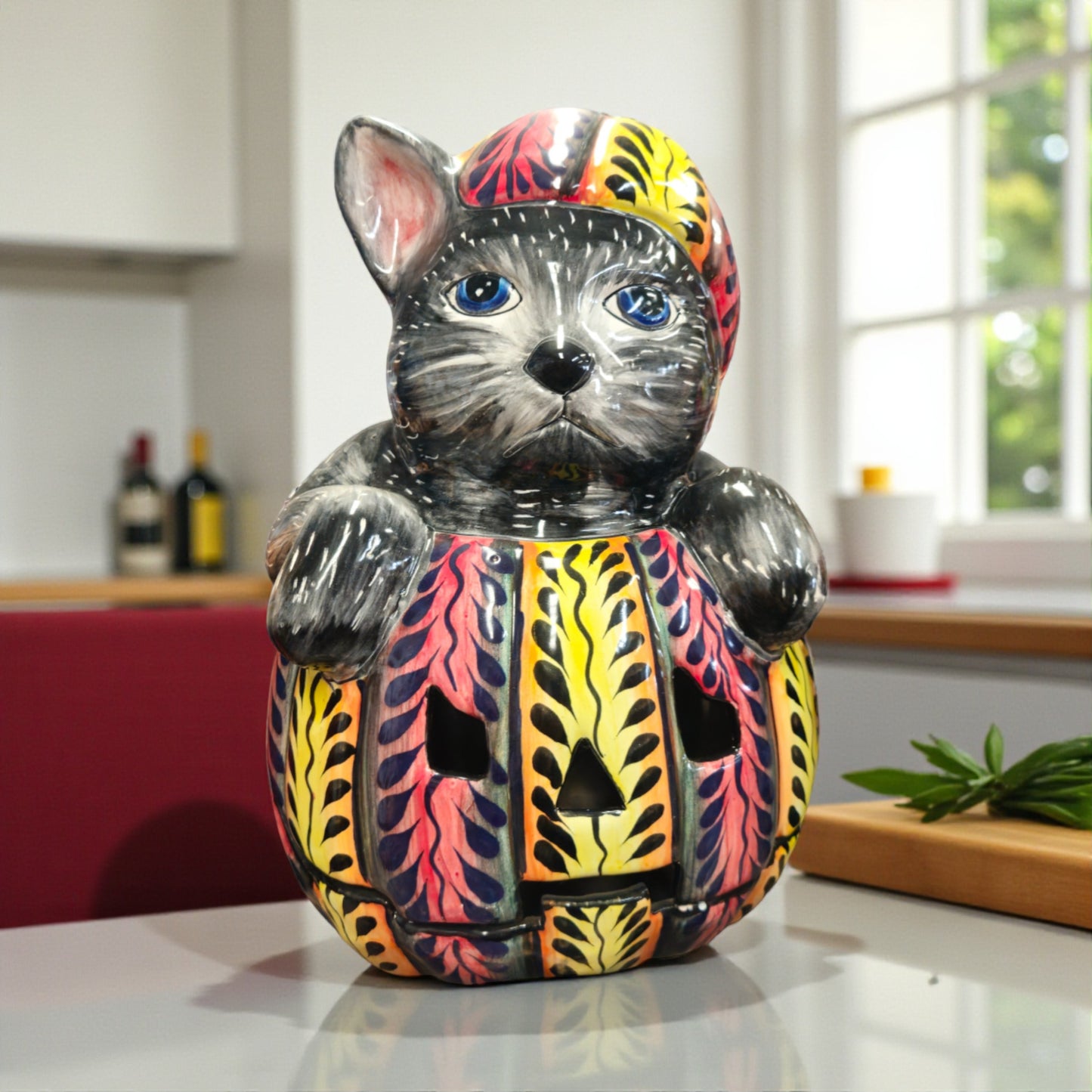 Talavera Pumpkin Animal Statue | Whimsical Fall Decor