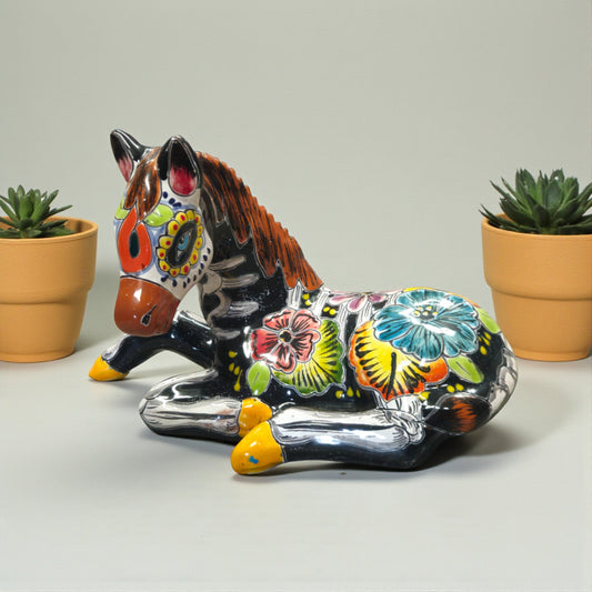 Day of the Dead Talavera Horse Planter | Hand-Painted Pottery