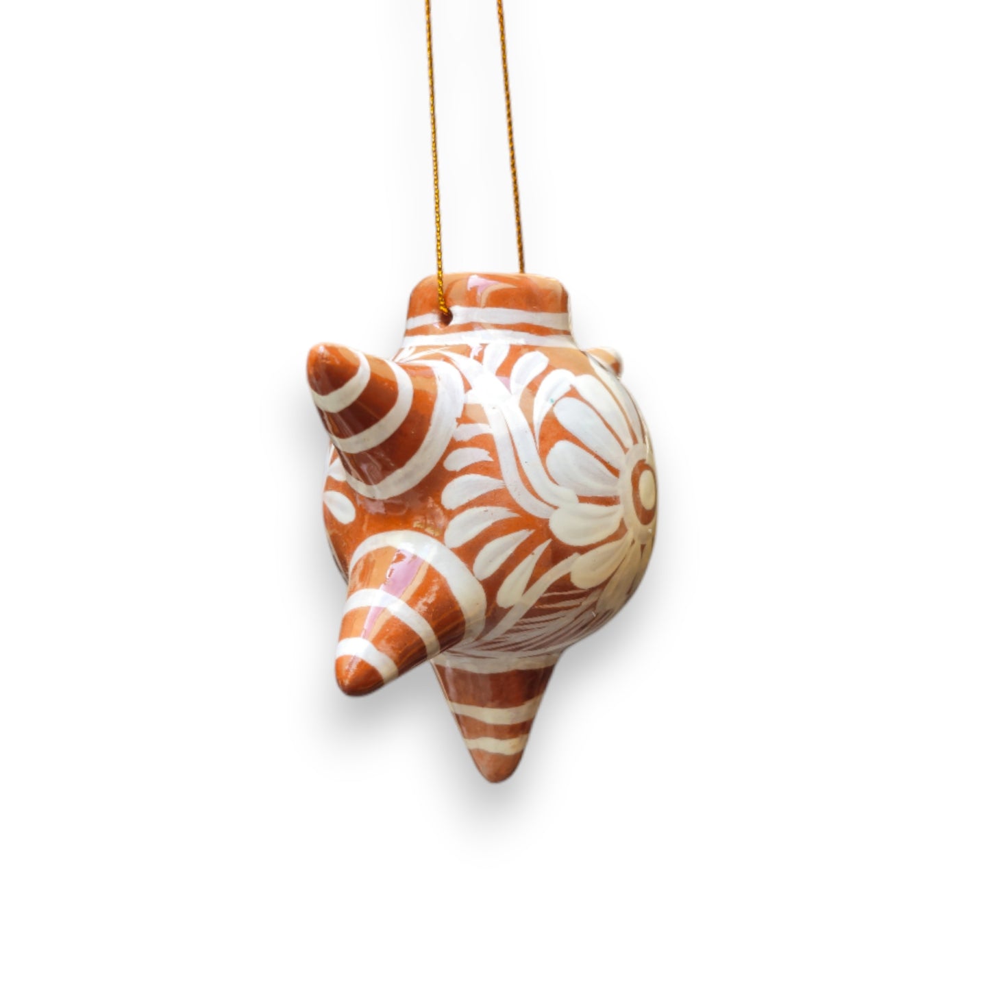 Brown & White Talavera Ornament | Star-Shaped Holiday Folk Art