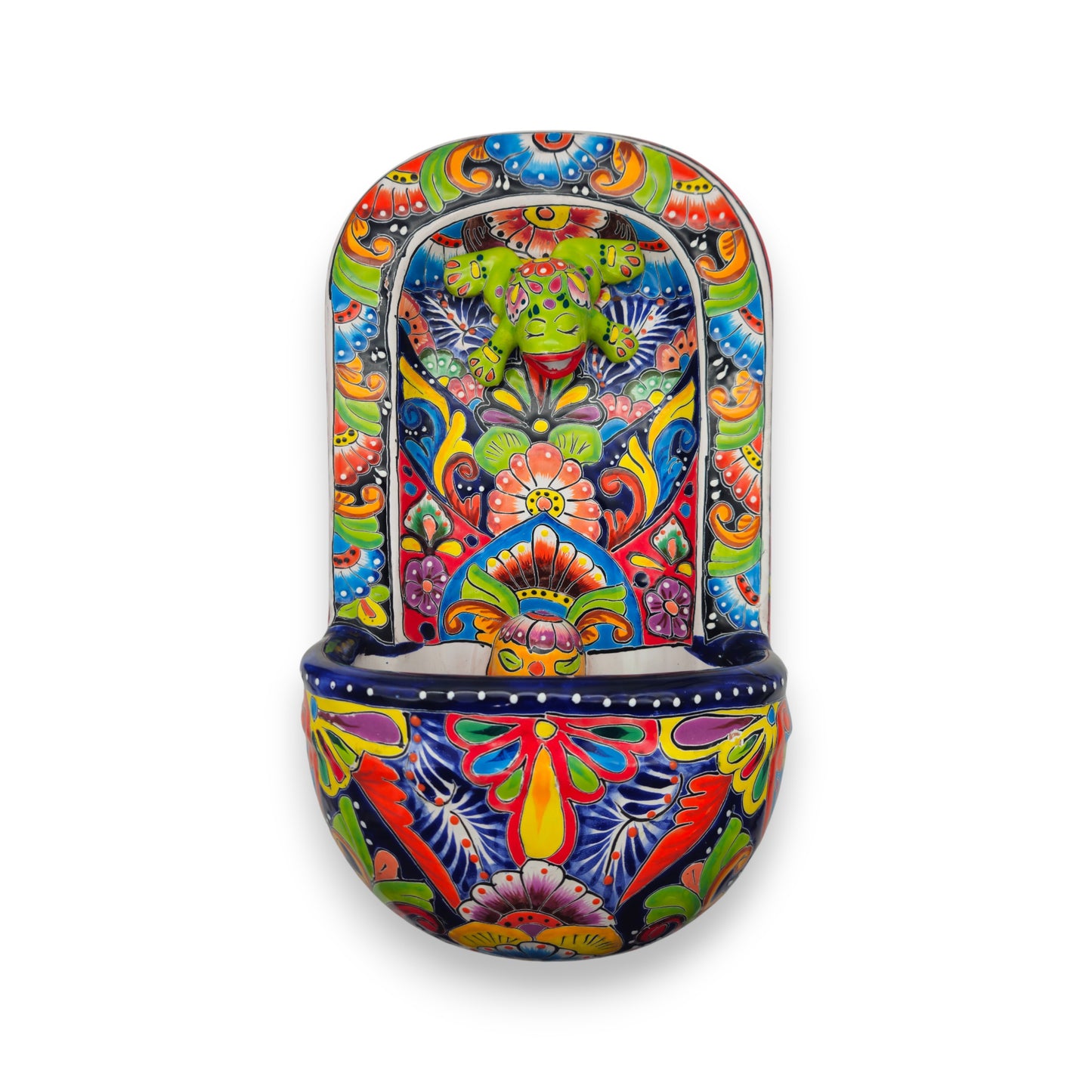 Colorful Talavera Wall Fountain | Mexican Ceramic Water Feature