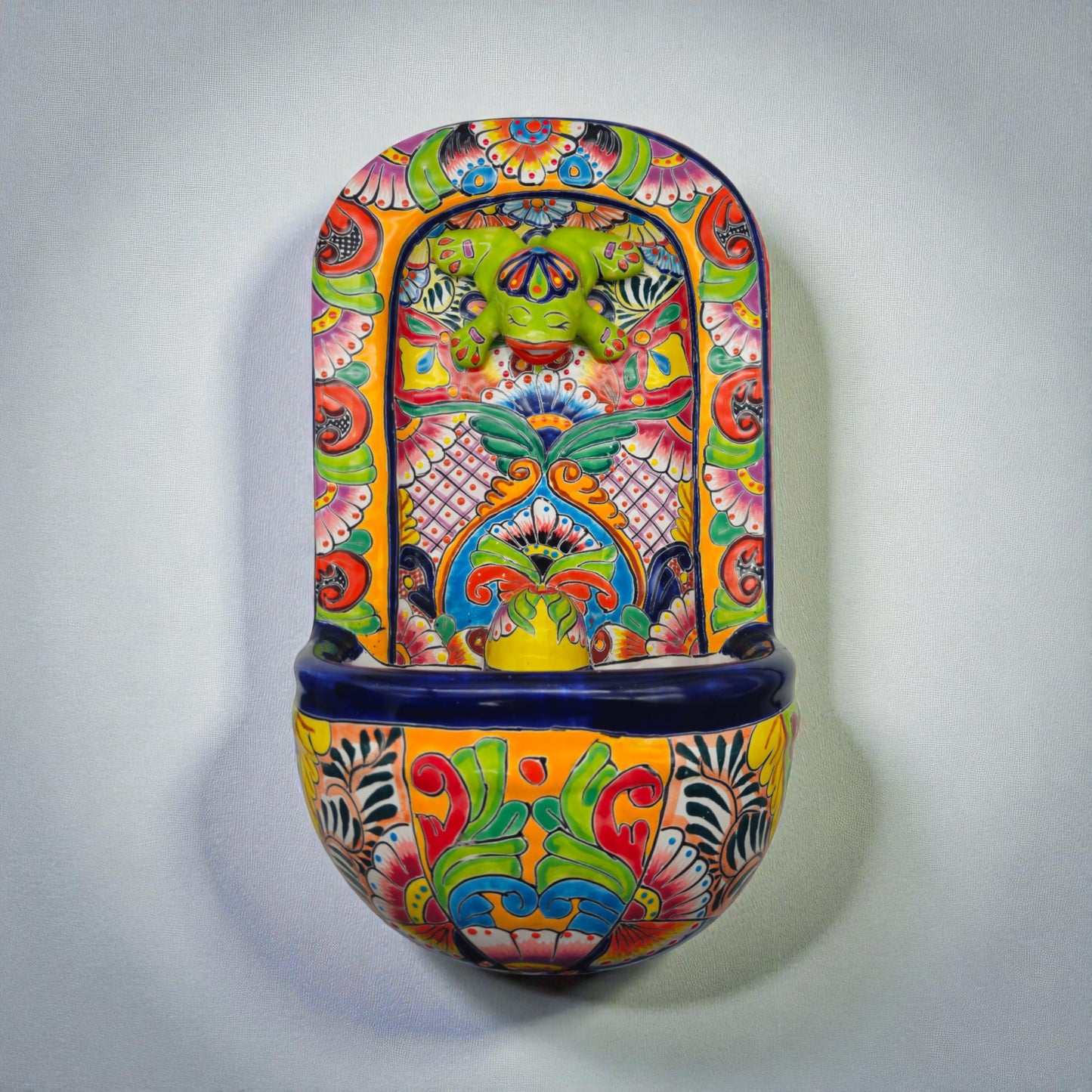 Colorful Talavera Wall Fountain | Mexican Ceramic Water Feature