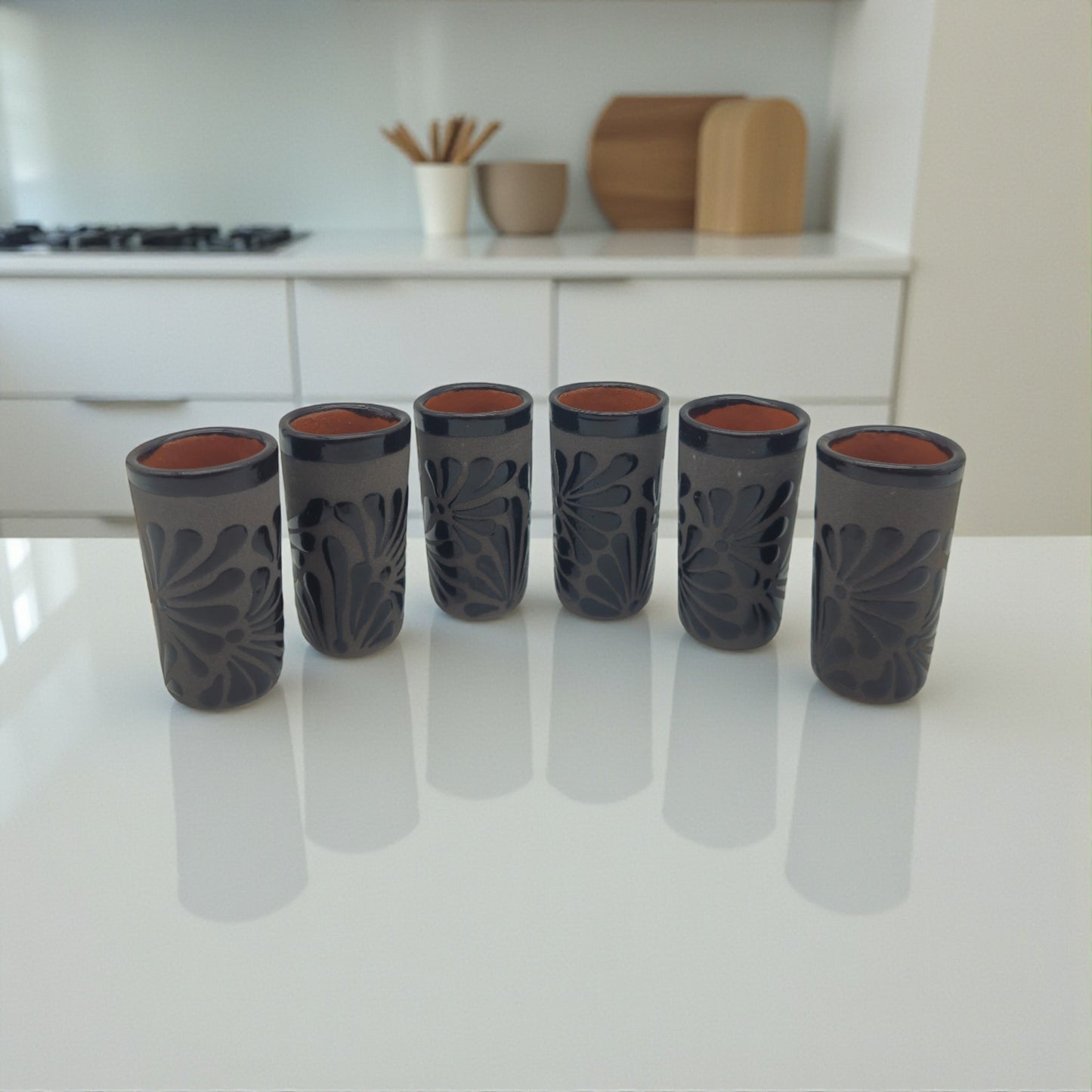 Matte Black Talavera Shot Glass | Mexican Ceramic Barware