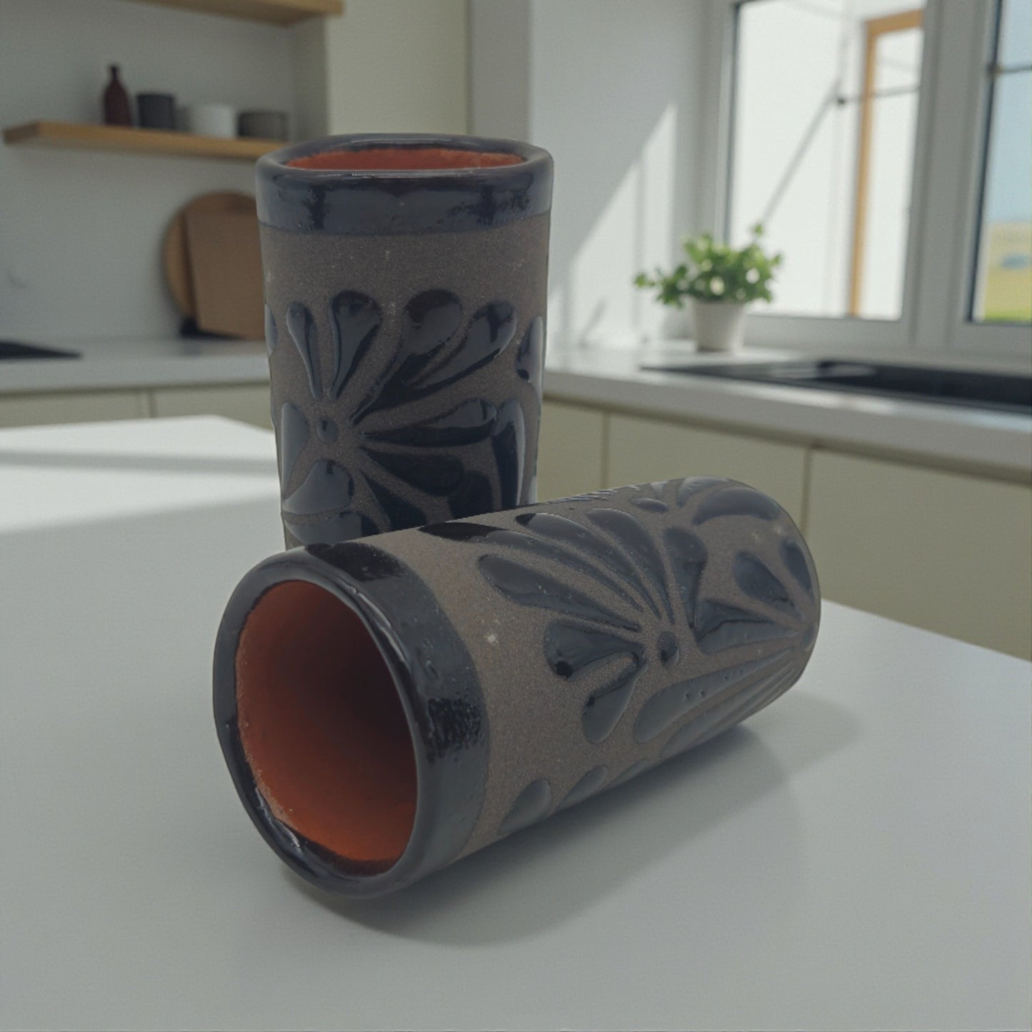 Matte Black Talavera Shot Glass | Mexican Ceramic Barware