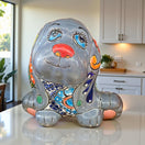 Colorful Talavera Dog Planter | Handcrafted Mexican Pot - cheerful handcrafted Talavera dog planter with bright floral patterns