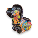 Colorful Talavera Dog Planter | Handcrafted Mexican Pot - handcrafted black dog planter with vivid floral Talavera patterns