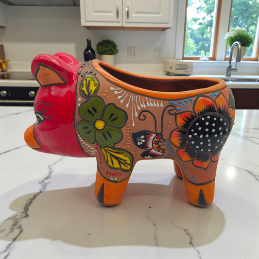 Handcrafted Talavera Pig Planter | Mexican Terracotta Art
