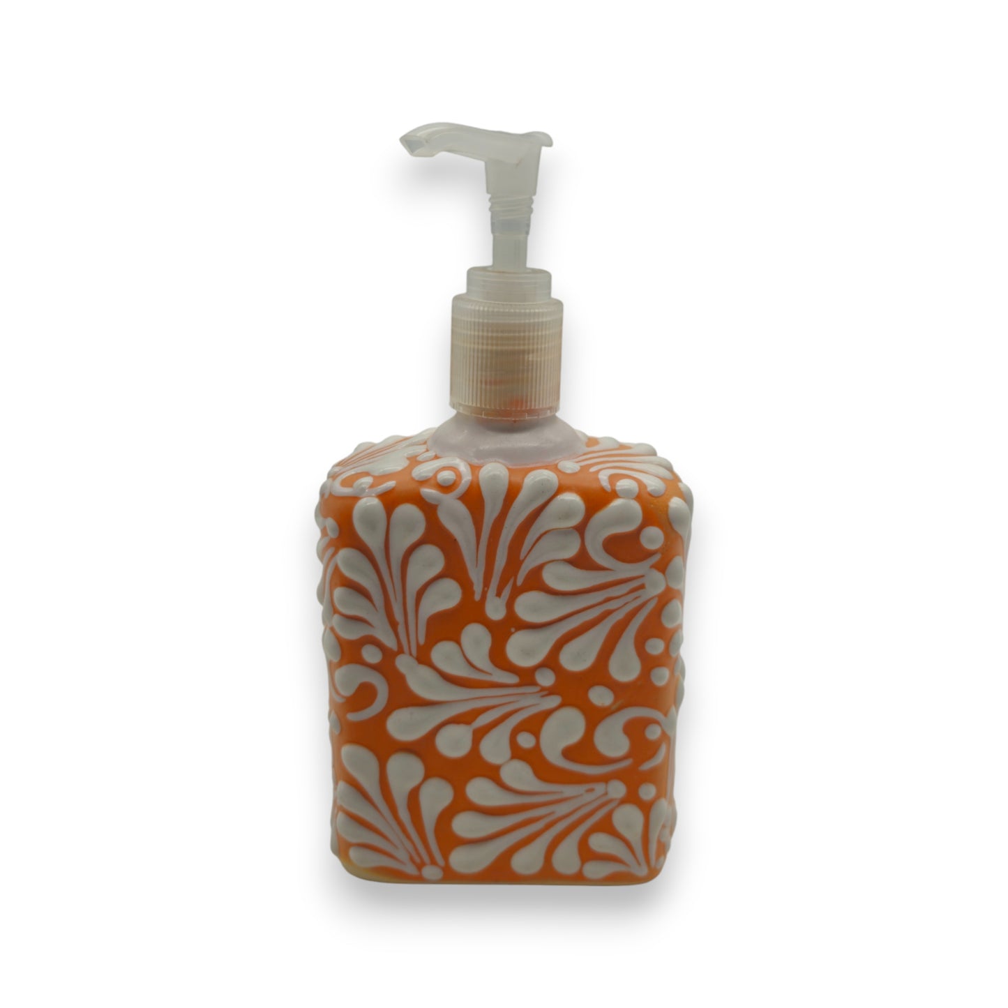 Talavera Ceramic Soap Pump | Orange Brown Bathroom Accent
