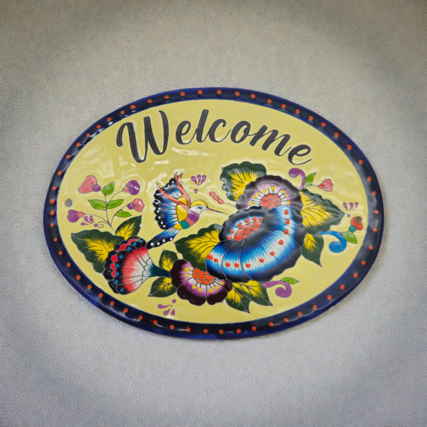 Colorful Talavera Welcome Plaque | Hand-Painted Wall Sign