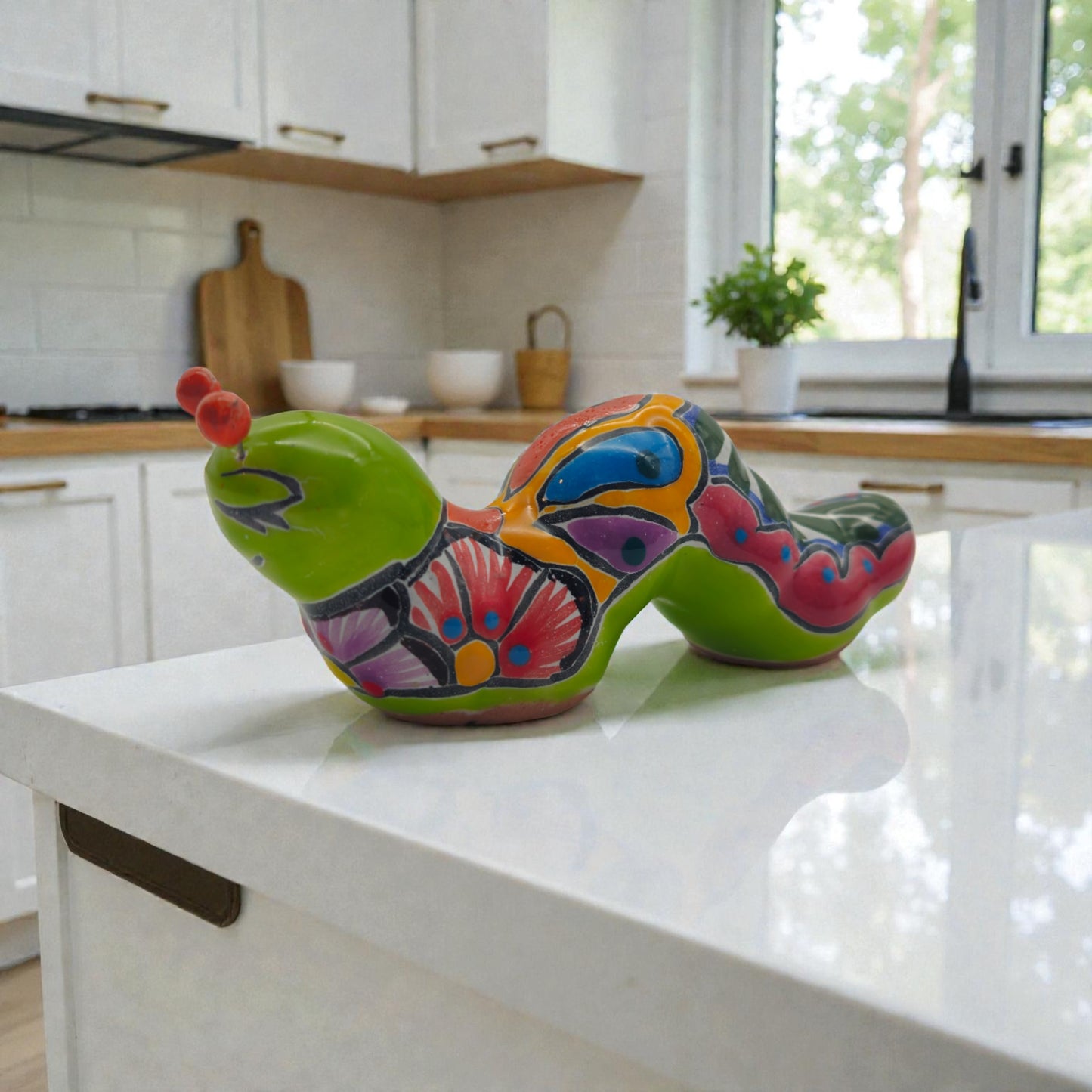 Colorful Talavera Caterpillar | Mexican Ceramic Figurine