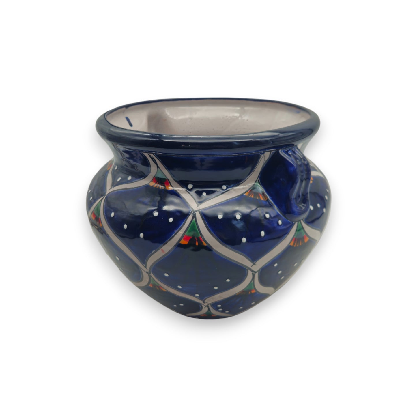 Blue Peacock Talavera Pot | Hand-Painted Mexican Ceramic