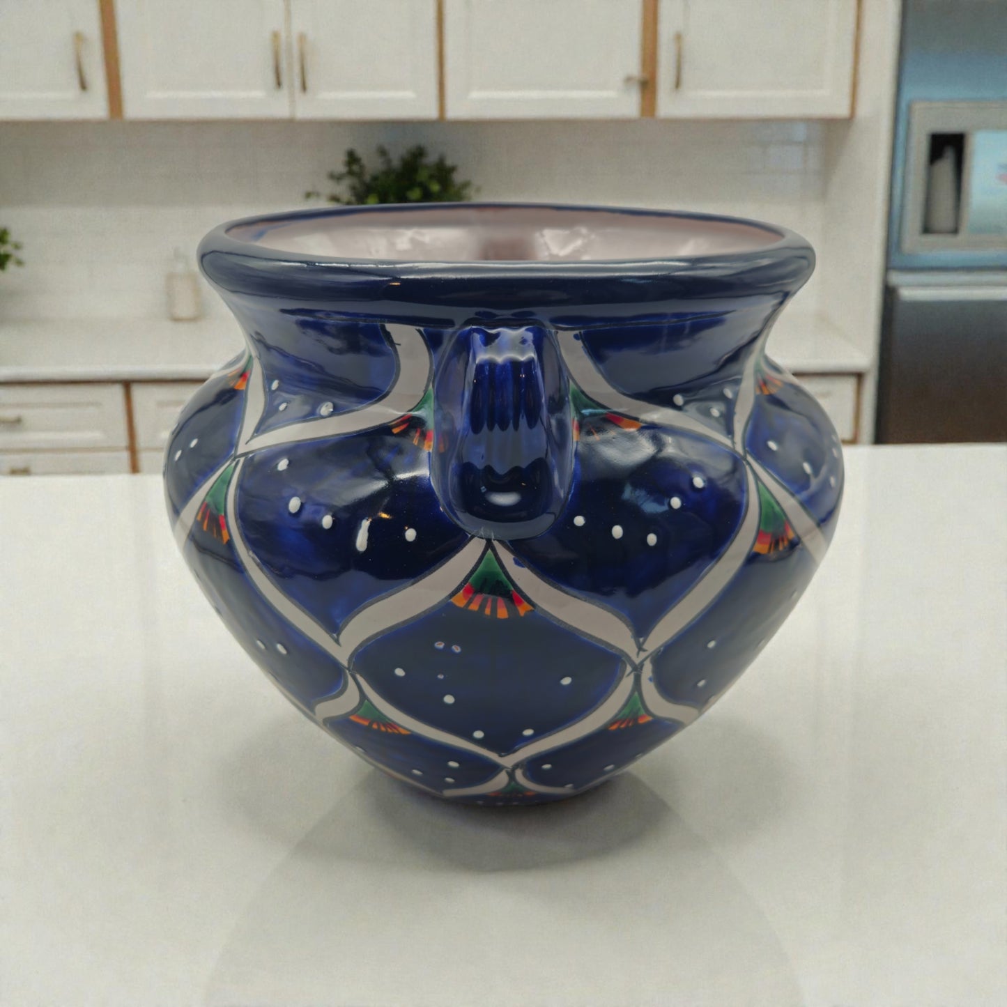 Blue Peacock Talavera Pot | Hand-Painted Mexican Ceramic