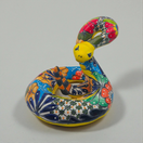 Colorful Talavera Snake Sculpture | Handmade Ceramic Art - hand-painted coiled Talavera snake with bright floral and geometric patterns