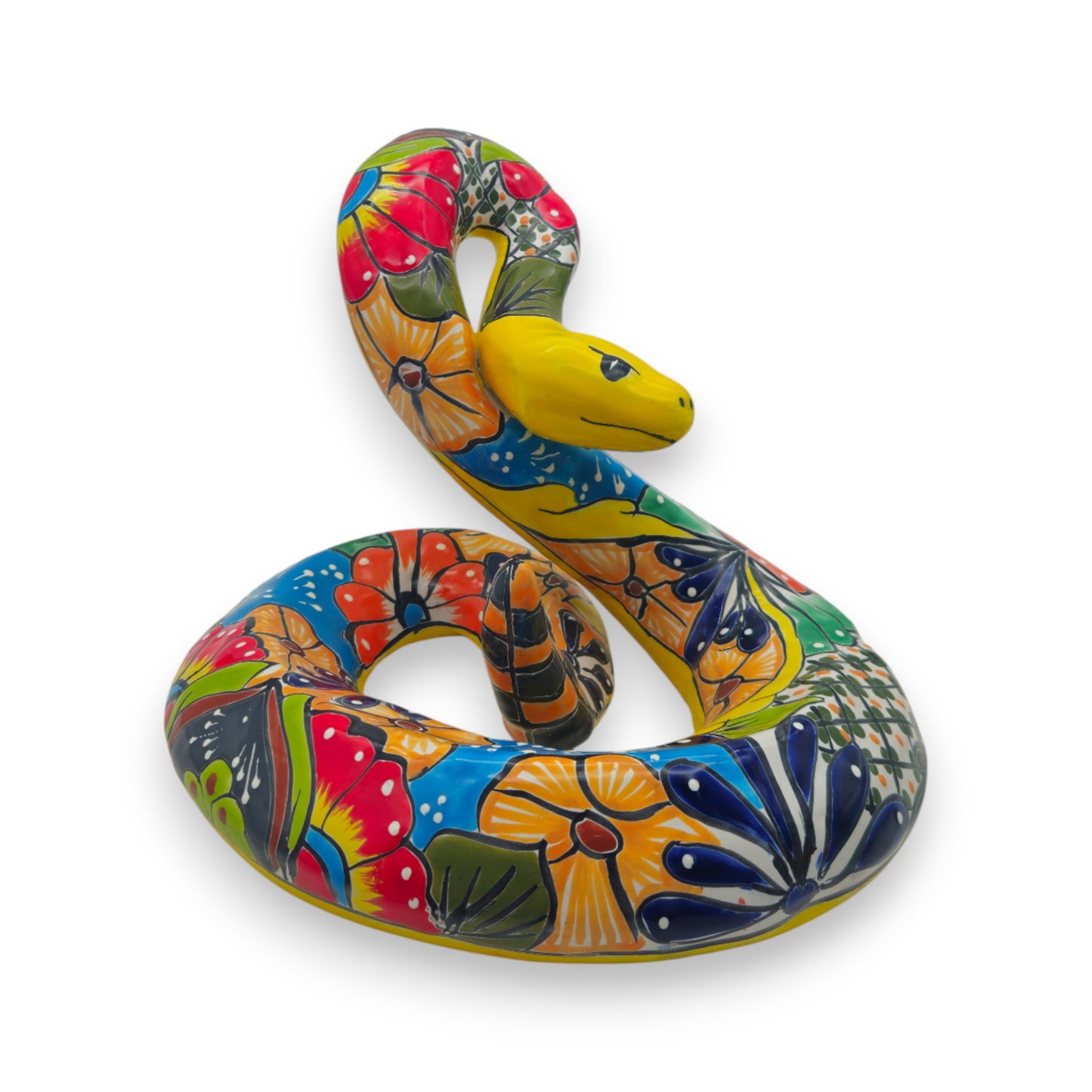 Colorful Talavera Snake Sculpture | Handmade Ceramic Art