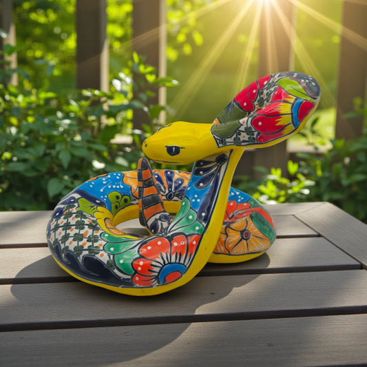 Colorful Talavera Snake Sculpture | Handmade Ceramic Art