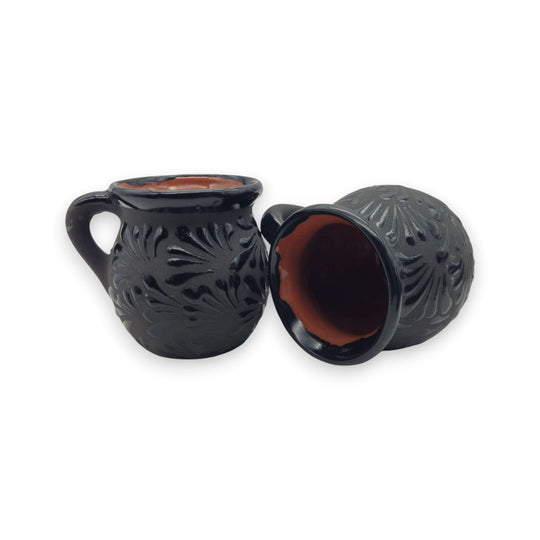 Black Talavera Jarrito Mug | Handmade Mexican Clay Coffee Cup