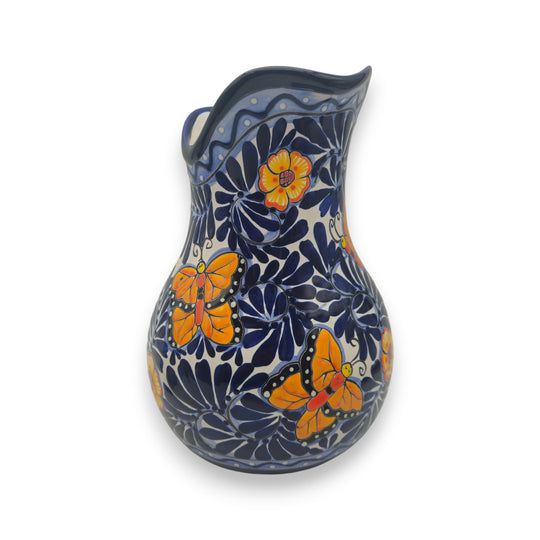 Blue Monarch Talavera Pitcher Set | Mexican Ceramic Drinkware