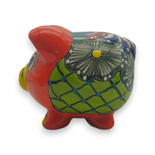 Colorful Talavera Piggy Bank | Mexican Ceramic Coin Holder
