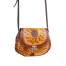 Cincelada Leather Crossbody | Hand Tooled Sunflower Purse