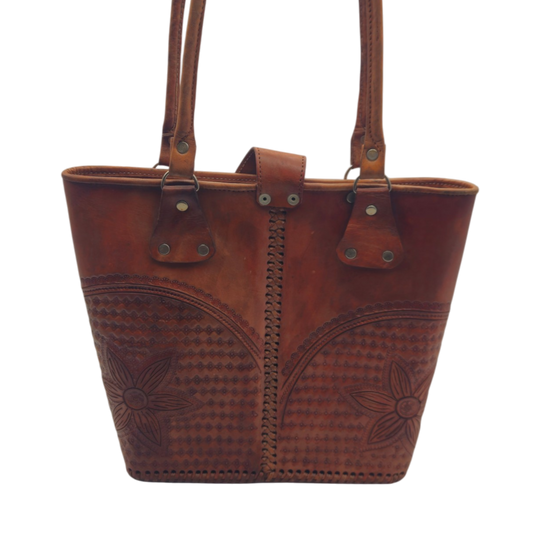 Cincelada Leather Tote | Hand Tooled Mexican Butterfly Bag