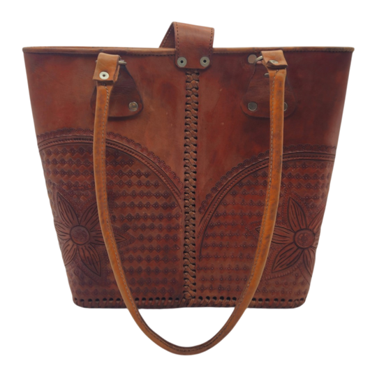 Cincelada Leather Tote | Hand Tooled Mexican Butterfly Bag