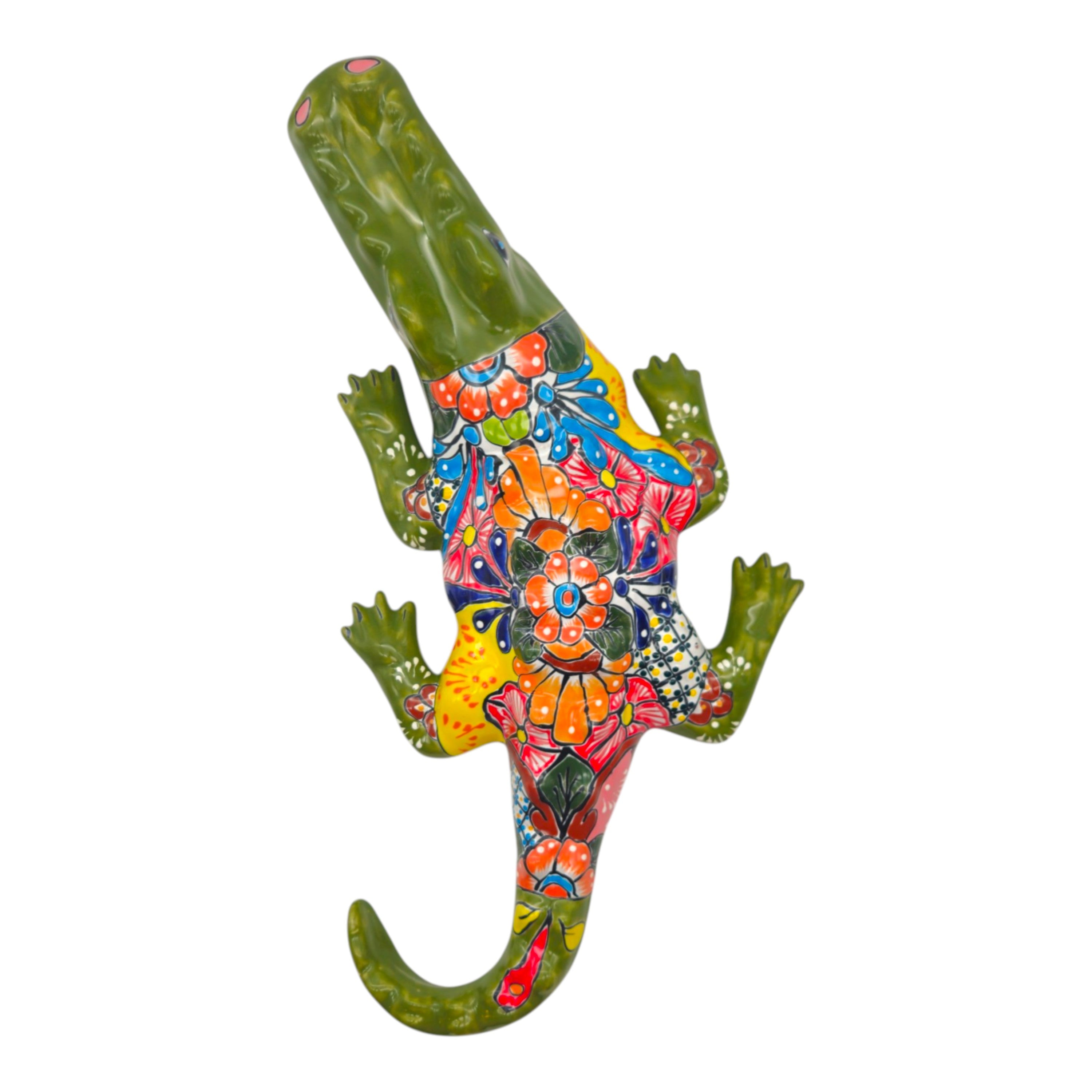 【直径100cm超】特大 天然つる編み ウォールデコ 厚み11cm 重厚アート Handmade Talavera Alligator Sculpture | Large Ceramic Art
