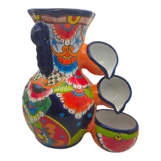 Handcrafted Blue Rim Talavera Fountain | Mexican Ceramic Art
