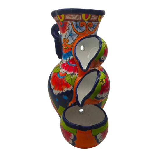 Handcrafted Blue Rim Talavera Fountain | Mexican Ceramic Art