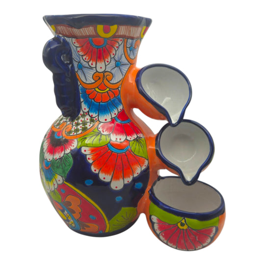 Handcrafted Blue Rim Talavera Fountain | Mexican Ceramic Art