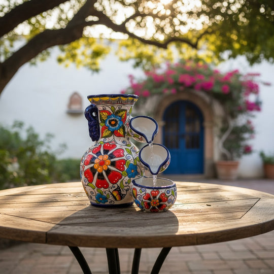 Talavera Floral Water Fountain | Handcrafted Mexican Art
