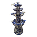 Blue & White Talavera Garden Fountain | Handcrafted 4-Foot Tiered Art