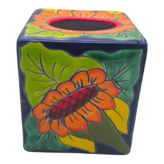 Talavera Sunflower Tissue Box | Hand-Painted Ceramic Décor