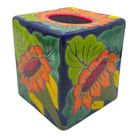 Talavera Sunflower Tissue Box | Hand-Painted Ceramic Décor