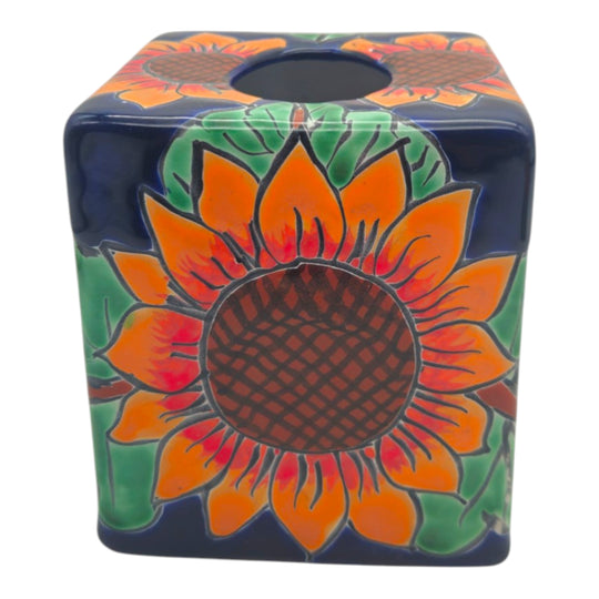 Talavera Sunflower Tissue Box | Hand-Painted Ceramic Décor