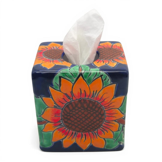 Talavera Sunflower Tissue Box | Hand-Painted Ceramic Décor
