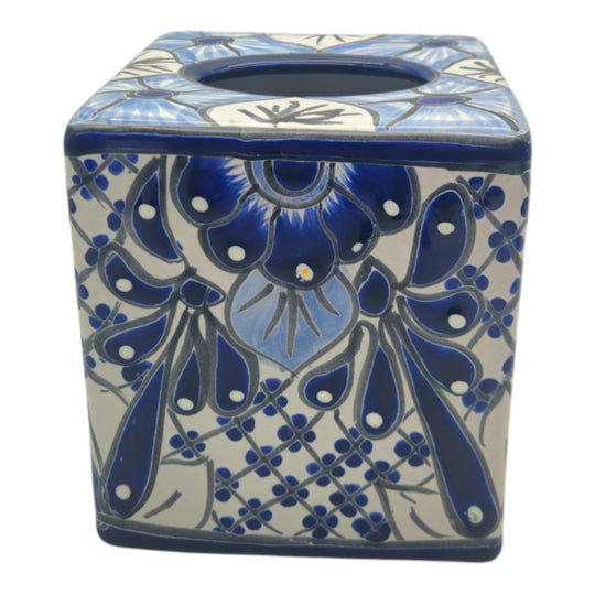 Blue & White Talavera Tissue Box | Handmade Mexican Accent