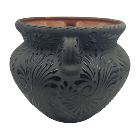 Talavera Floral Pot | Handcrafted Black Design