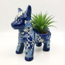 Blue & White Talavera Donkey Planter | Handmade Mexican Art